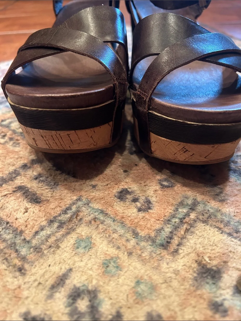 Antelope Women’s Dark Brown Leather Cork Wedge Sandals
